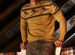 NEW GRAYERS retro ski crew neck sweater in mustard